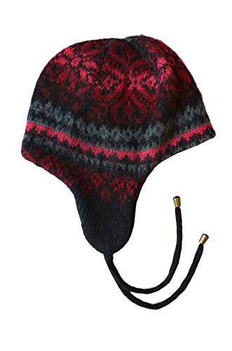 kidka Damen Strickmütze Wollmütze Wintermütze Ohrenmütze - schwarz-rot Size M Cover