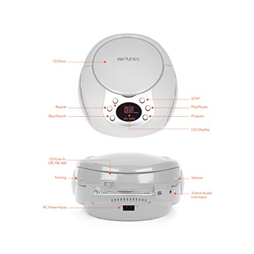 Riptunes Cd Player Boombox- Portable Silver Aux-In Cd Boombox, Am/Fm Radio For Assured Amusement #TOP1