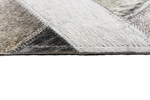 Bashian Santa Fe Collection H12 Hand Stitched Leather Area Rug, 5X8", Ash #TOP3