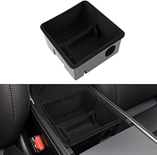 BASENOR Tesla Model Y Model 3 Center Console Organizer Push-Pull Flocking Accessories with Coin and Sunglasses Holder for Tesla Model 3 Y with Refresh Console 2023 2022 2021