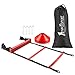 Speed Agility Ladder with 12 Adjustable Flat Rungs, 15ft Long – Perfect Training Equipment for Soccer, Football & Other Sports – With Bonus 10 Sports Disc Cones, Carrying Bag & 4 Metal Pegs