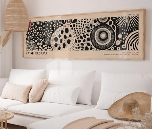Décoration de lit affiche florale noire format panoramique 60cm