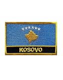 Uijokdef 1 PCS Kosovo Flag Patches Iron On or Sew On Embroidered Tactical Military National Kosovo Patch (Kosovo)