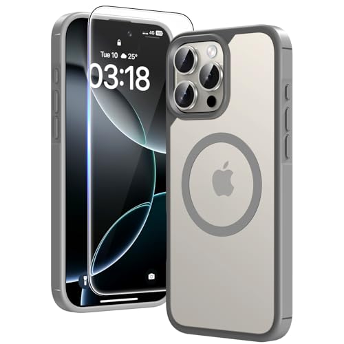 Image of TAURI for iPhone 16 Pro Case, Compatible with MagSafe, Grey | with Screen Protector, Not-Yellowing Military-Grade Protection, Shockproof Slim Magnetic Case for iPhone 16 Pro