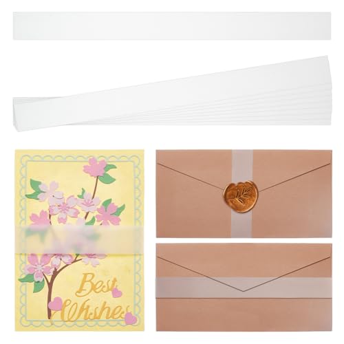 OLYCRAFT 200 peças de faixa transparente para convites de 13 x 18 cm, faixas de barriga de velino, p