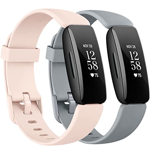 Vancle Bracelet Compatible pour Inspire 2, Silicone Bracelet de Remplacement avec Inspire 2/Ace 3, Femmes Hommes, Gris/Rose Cover