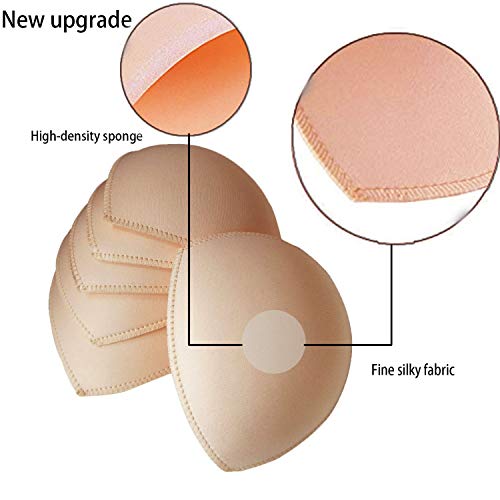 Wmugthome 3 Pairs Sewn Bra Pads Push Up Of Triangle Inserts For Replacements Bikini Top And Sports Swimsuit Bra Inserts(Beige, Dd/F Cup) #TOP2