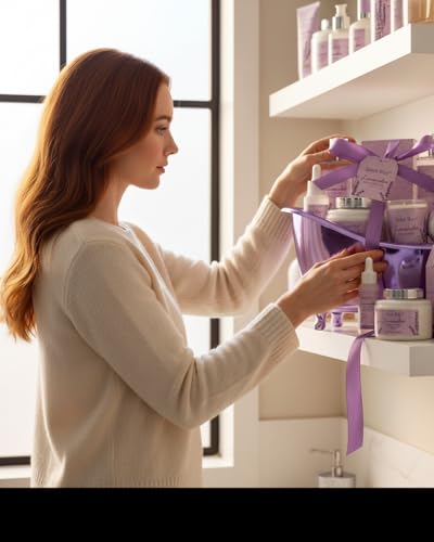 Image of Mothers Day Gifts for Women, Lavender Bath and Body Gift Basket, Spa Kit for Women, Self-Care Relaxation Set, Home Spa Gift Basket, Birthday, Christmas, Bath Spa Kit Woman gift, Anniversary