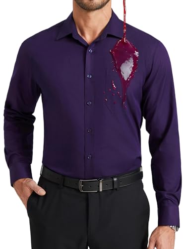 Versatilità: per un look impeccabile, dalle riunioni formali alle serate informali. Questa camicia uomo tinta unita è pensata per essere il tuo capo preferito, abbinabile facilmente a qualsiasi pantalone. Presenta una vestibilità classica regolare, taschino sul petto e polsini regolabili.