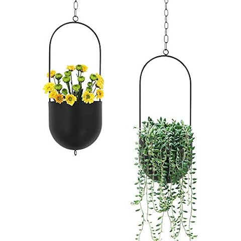 Sinolodo Metal Hanging Planters for Indoor Wall and Ceiling, Pack of 2 Cover