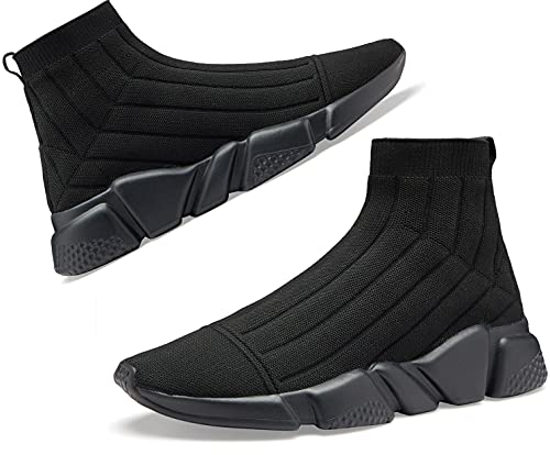 Santiro Leichte Damen-Sneaker, sportlich, modisch, High Top All Black1, 8.5 US