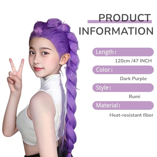 long purple braid costume cosplay wigs anime pop singers costume wigs for women men purplebraid wig halloween cosplay accessories props purple