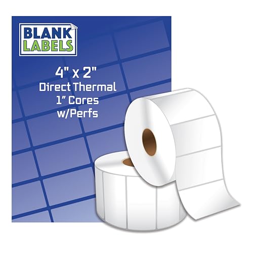 4 Inch x 2 Inch Direct Thermal Labels 12,000 Made for Zebra 2844 ZP-450 ZP-500 ZP-505 Shipping Roll, 1 Inch Cores. 4x2 Blank Labels. (16 Rolls)