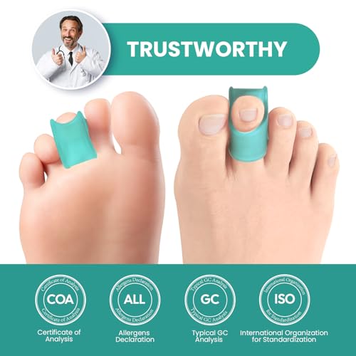 Image of Welnove Hammertoe Corrector - 6 Pack Toe Splints - Soft Gel Toe Straighteners - Realign Bent, Curled, Crooked, Claw, Hammer Toes - Toe Corrector for Men and Women, 3 Different Sizes (Blue)