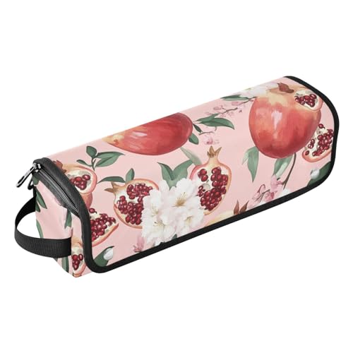 Bolsa de viaje para herramientas de cabello con tapete resistente al calor, gran capacidad, organizador para planchas de pelo y accesorios para el cuidado del cabello, color blush granada fresca