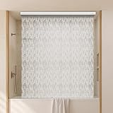 Jakooz Ceiling Mounted Rollup Bathroom Shower Curtain/Liner 56' Base – Up to 95' Long - Use for 9' Ceilings – Waterproof PEVA – Plastic Shower Curtains for Bathroom – No Rod, Hooks or Rings (Icicles)
