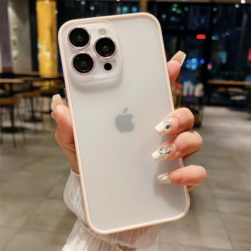 Étui de téléphone antichoc iPhone 14 transparent de luxe rose LVTFCO