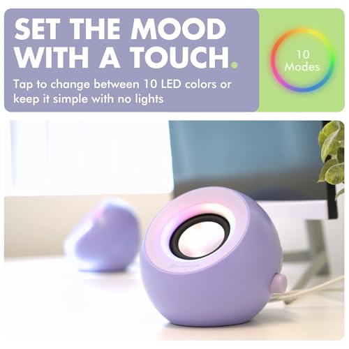 X9 Performance Purple Computer Speakers for Desktop PC with RGB Lighting, Bluetooth, USB, and AUX - Triple Mode Connection, Dual 2.25" Drivers for Work and Play - Bluetooth PC Speakers - Purple