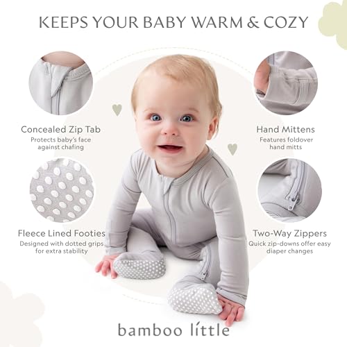 Image of Bamboo Little Soft Baby Footie Pajamas, Baby Clothes, Newborn Sleepers, 95% Viscose and 5% Spandex, 0-24 Months