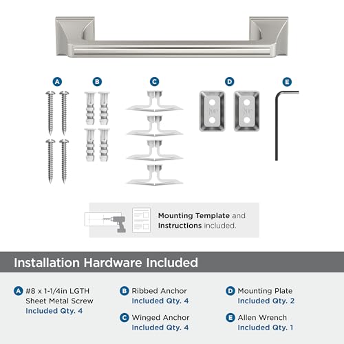 Image of Amerock Mulholland 9 inch Brushed Nickel Towel Bar | Decorative bathroom hardware in durable Zinc /Stainless Steel construction; mounting hardware included for easy installation