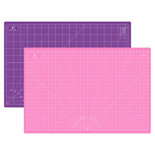 Headley Tools 24 x 36 Inch Thickened Self Healing Sewing Cutting Mat A1 Rotary Cutting Sewing Mat for Crafts Double Sided 5-Ply Table Cutting Board for Fabric Quilting Leather Art Hobby Pink/Purple