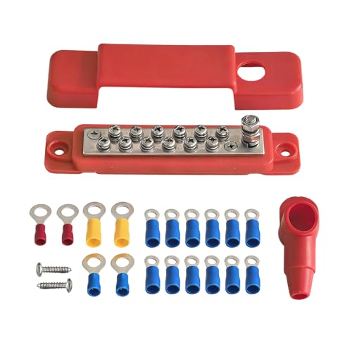 Regleta de terminales de 12 posiciones: mini riel de 7x3x2 cm, bloque de alimentación con cubierta de, conector de cable | Adaptador de panel eléctrico para coche, RV, marino,