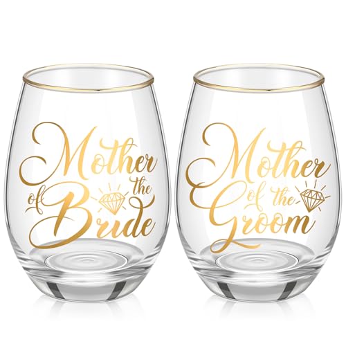 2 Pcs Mother of the Bride and Groom Gifts Wine Glasses Drink Cup ...