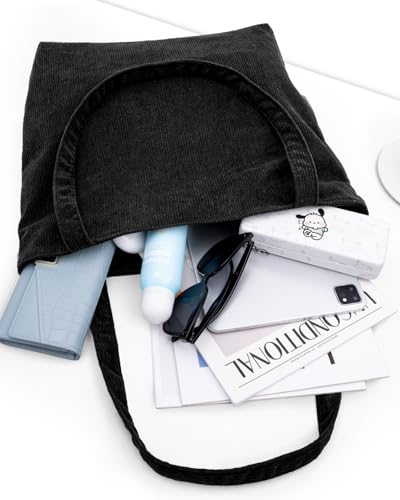 Iioscre Corduroy Zipper Tote Bag