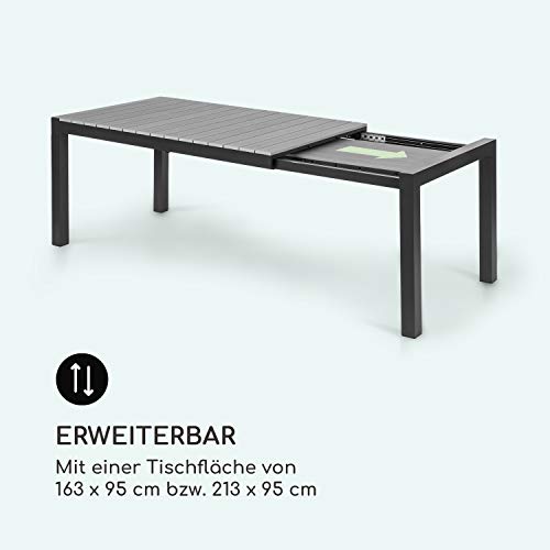 blumfeldt Menorca Expand - Gartentisch, Ausziehtisch, ausziehbar, Pulverbeschichtung, justierbare Füße, Tischfläche max.: 213 x 95 cm, dunkel/anthrazit – Bild 4