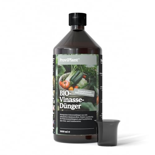 ProviPlant BIO Vinasse Flüssigdünger Organischer Gemüsedünger für Tomaten Salat & Co 1 Liter Konzentrat für bis zu 200 Liter Gießwasser Für Garten & Balkon Made in Germany
