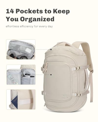 Image of Hynes Eagle Travel Laptop Backpack 16 inches Lightweight Flight Approved Carry on Personal Item Bag Weekender Bag Daypack 20L Beige