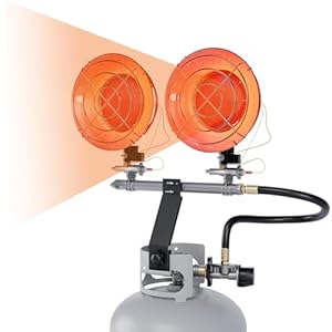 30000 Btu Outdoor Propane Heater Top, 2-Burner Portable Propane Tank Top Heaters, Double Tanks Tops Propanes Patio Heater with Tip-Over Protection and 3 Heating Modes