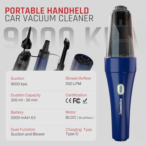 Image of DOMESTICA 4-in-1 Vacuum Cleaner for Car & Home, Cordless Blower & Inflator