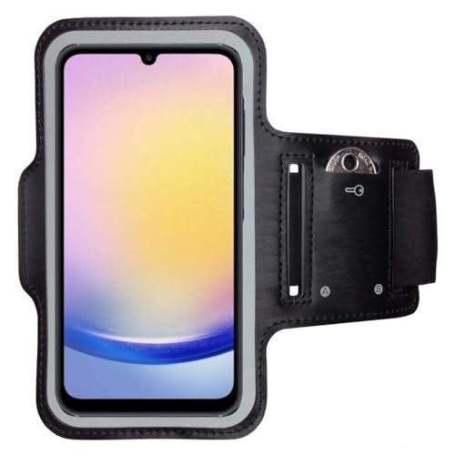 Bracciale Sportivo per Samsung Galaxy A25 5G Custodia da Braccio con Scomparto per Chiavi Supporto Nero