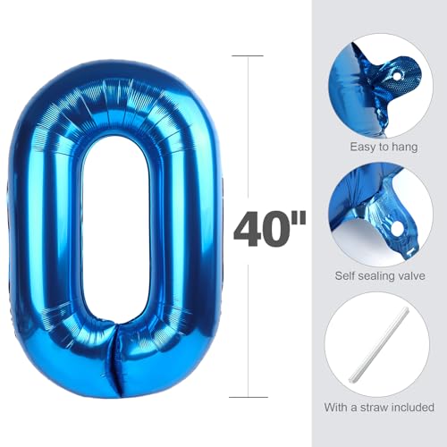 Image of Number Balloons 27 Balloon 40 inch Dark Blue for 27 Birthday Decoration | Saturated Color, Large 40 in, With Inflation Straw & Hanging Hole, Great for Men's Party, Back-To-School Season, Pool Party