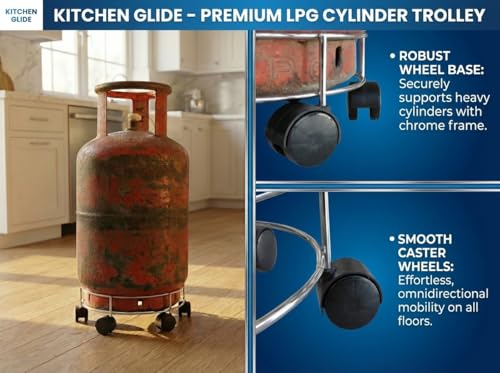 Image of Rincy Stainless Steel Wheel LPG Gas Cylinder Trolley with 6 Wheels (2 Pcs) - 6SG Gas Cylinder Trolley (Multicolor, Pack of 2)