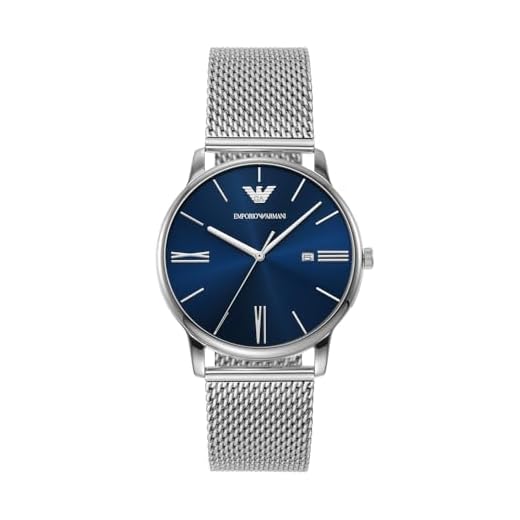 Emporio Armani Reloj Análogico-Digital para Hombres de Automático con Correa en Poliéster AR11571, Tono Plata y Azul