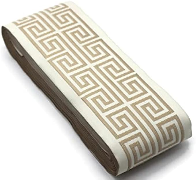 16 Yards Length 3.93 inch Width Cream Greek Key Trim Jacquard Trims for Your Drapes Curtains Drapery Banding Tape Upholstery Fabric 176-V2