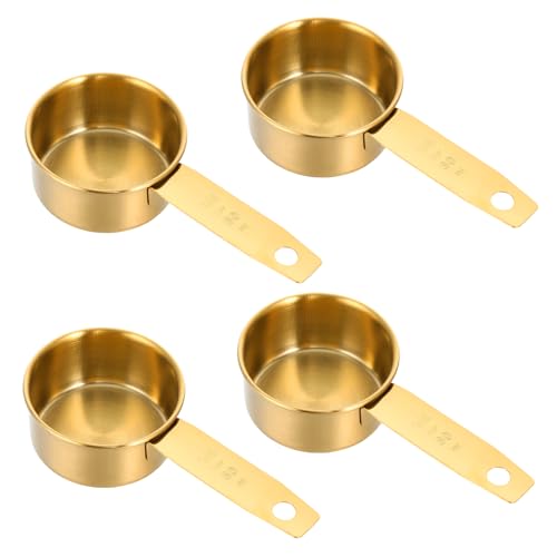 Juego de 4 vasos medidores acero inoxidable dorado 60 ml miniatura 1