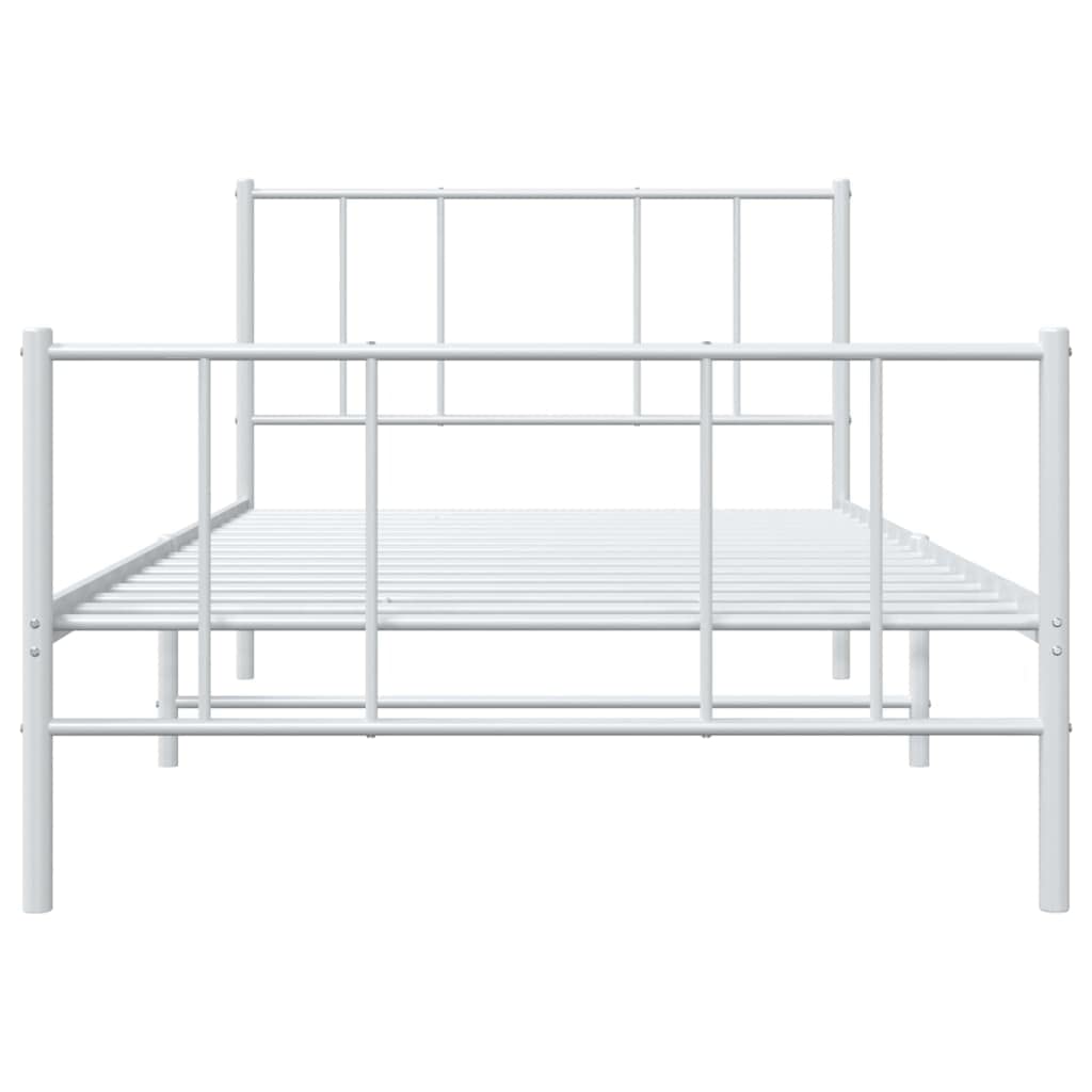 Telaio letto con testiera e pediera in metallo bianco 100 x 200 cm Struttura del letto dell'hotel Cornice da letto per soggiorno Telaio per camera da letto Adatto per camera da letto