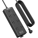 25 ft Extension Cord Power Strip with 6 Extra Widely Spaced Outlets, NTONPOWER Flat Plug Power Strip