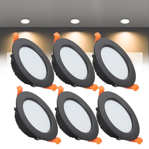 Downlight ultra slim DEL 7W lot de 6 spots encastrables 108mm blanc chaud haute performance