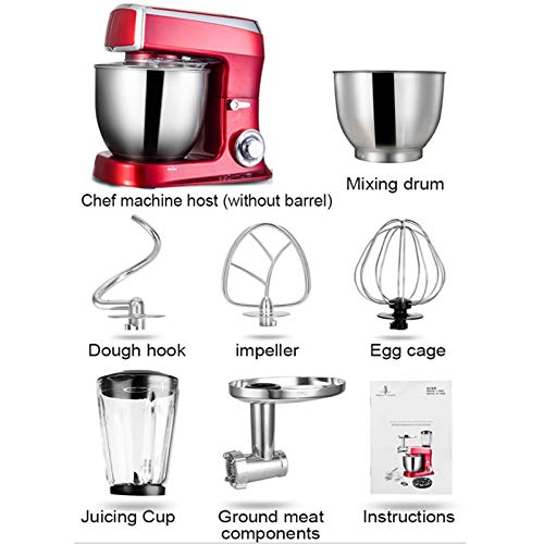 Küchenmaschine Mixer Machine, 7,5 Liter-Edelstahl-Fleischwolf, 6-Gang-Planeten Rührsystem, 1500W Elektromotor Knethaken… – Bild 8