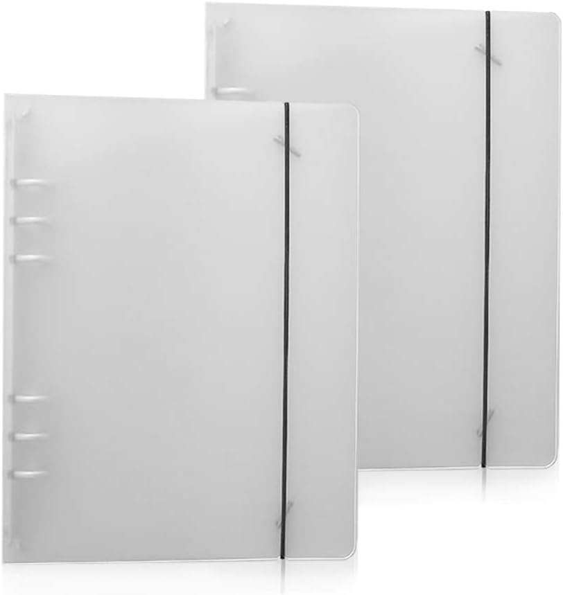 BLUECELL 2pcs A5 Translucent Plastic Durable 6-Rings Binder Protector Cover for DIY Scrapbook