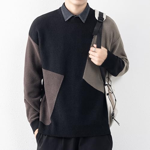 Men's Fake Two Piece Crewneck Sweater Work Office Casual Pullover for Men Slim Fit Business Casual Knitwear2