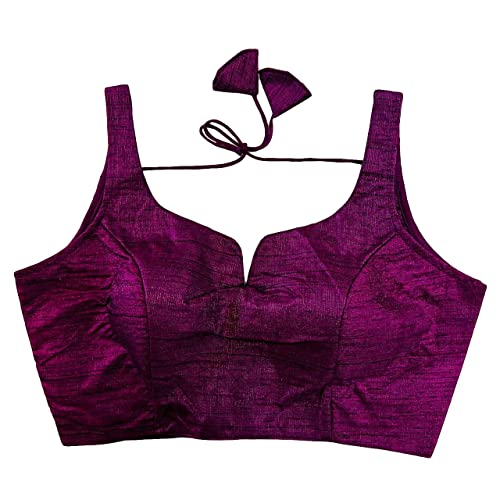 Image of Pujia Mills Women's Heavy Phantom Silk Bollywood Style Sleeveless Trendy Blouse(Veda)