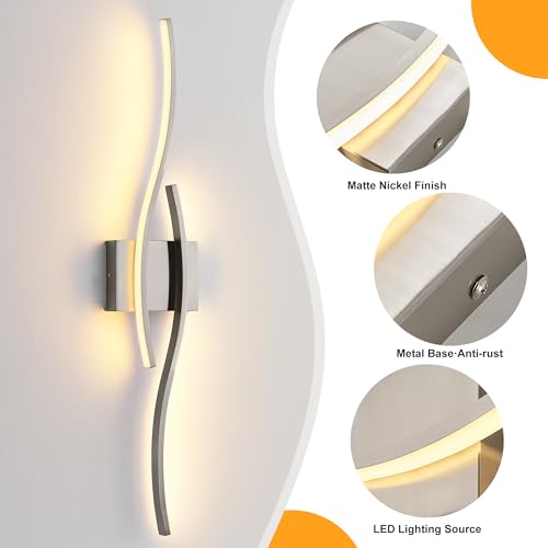 Image of KARTOOSH Hardwired Brushed Nickel Vanity Lights for Bathroom
