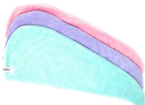 The Original Turbie Twist 3 Pack Pink, Aqua and Purple Microfiber Hair towels (light)