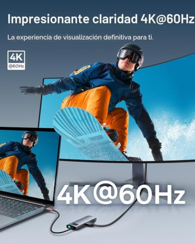 Base USB C con lector de tarjetas SD y HDMI 4K compatible con Rog Ally 6