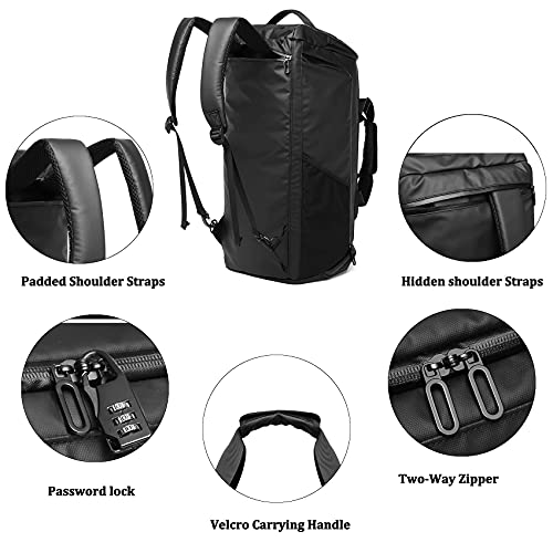 Gym Duffle Bag Waterproof Sports Duffel Bags Travel Weekender Bag for Men Women Overnight Bag with Shoes Compartment Black